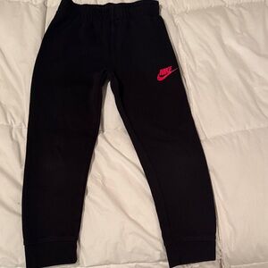 Nike Black and Pink Kids Sweatpants